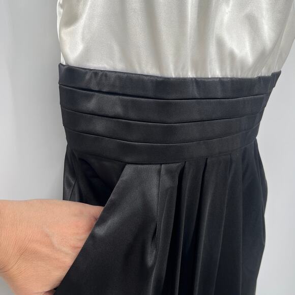 NW Collection Satin Rosette Dress 8 Holiday Old Money Monochrome Audry Hepburn - Picture 3 of 9